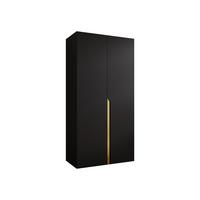 DREHTÜRENSCHRANK Mila I 100 - Goldfarben/Schwarz, Holzwerkstoff/Kunststoff (100/202/52cm) - MIRJAN24