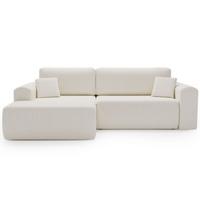 ECKSOFA Belvio Creme Links - Creme/Schwarz, Holz/Textil (257/177cm) - Graingold