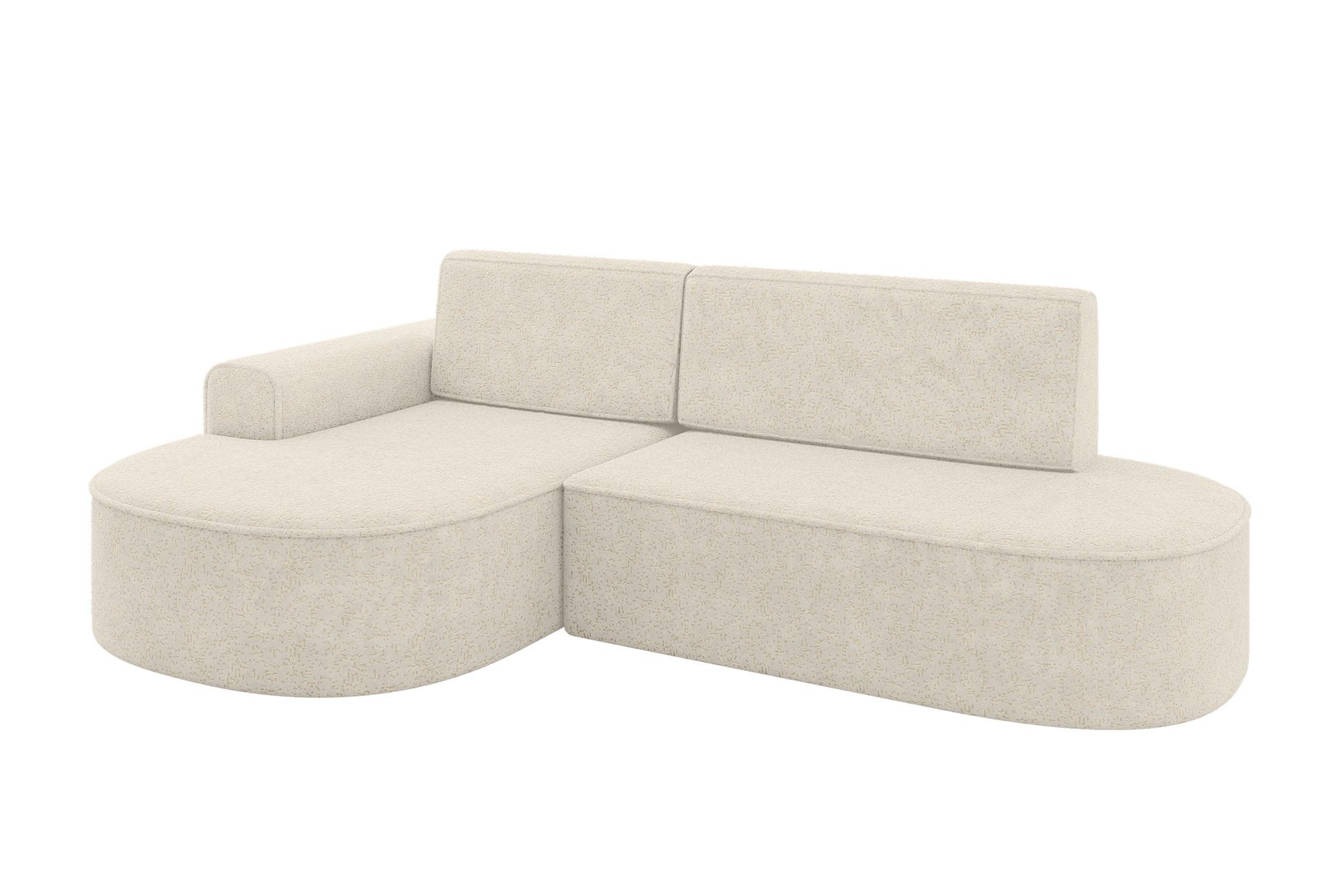 ECKSOFA mit Schlaffunktion und Bettkasten Ottomane Links MARI-L1-S - 283x167x85 cm Creme Tissu - Creme/Schwarz, Holzwerkstoff/Kunststoff (283/167cm) - ALTDECOR