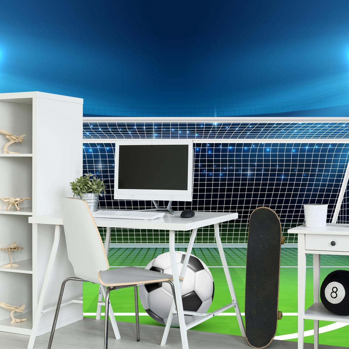 FOTOTAPETE für Jugendzimmer Elfmeter Schuss Linie Fußball 500x350 - Blau/Schwarz, Papier (500/350cm) - Muralo