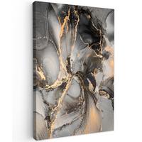 LEINWANDBILD Grau - Luxus - Gold - Marmor Wanddeko Schlafzimmer 60x90 cm - Dunkelgrau, Textil (60/90cm) - MuchoWow