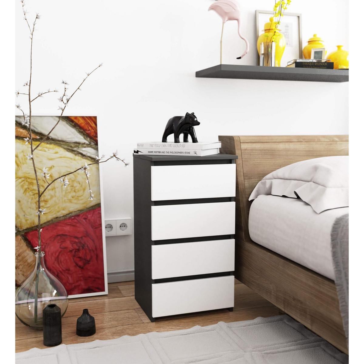 KOMMODE Graphit Grau, Weiß 74/40/35 - Weiß, Holzwerkstoff (40/74/35cm) - RAUMHIRSCH FURNITURE