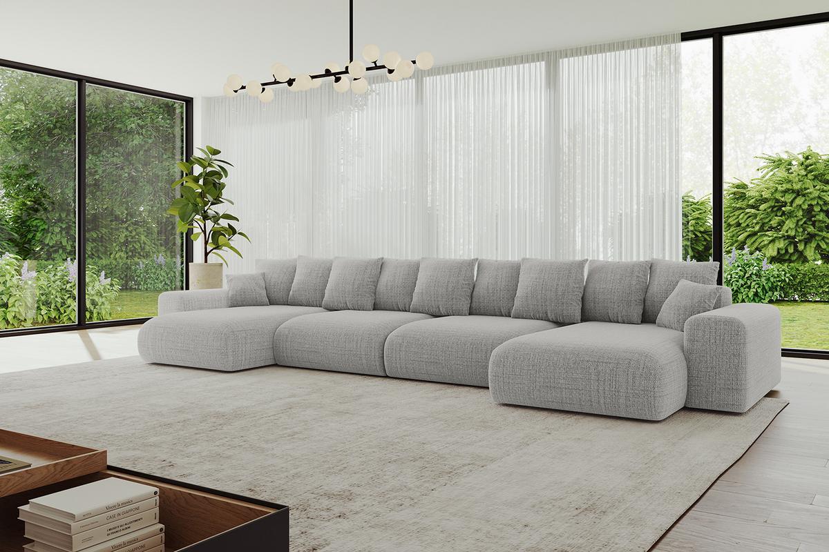 WOHNLANDSCHAFT mit Schlaffunktion ESKAR-U2-464x176x72cm Hellgrau - Graphitfarben, Holzwerkstoff/Kunststoff (176/72/464cm) - ALTDECOR