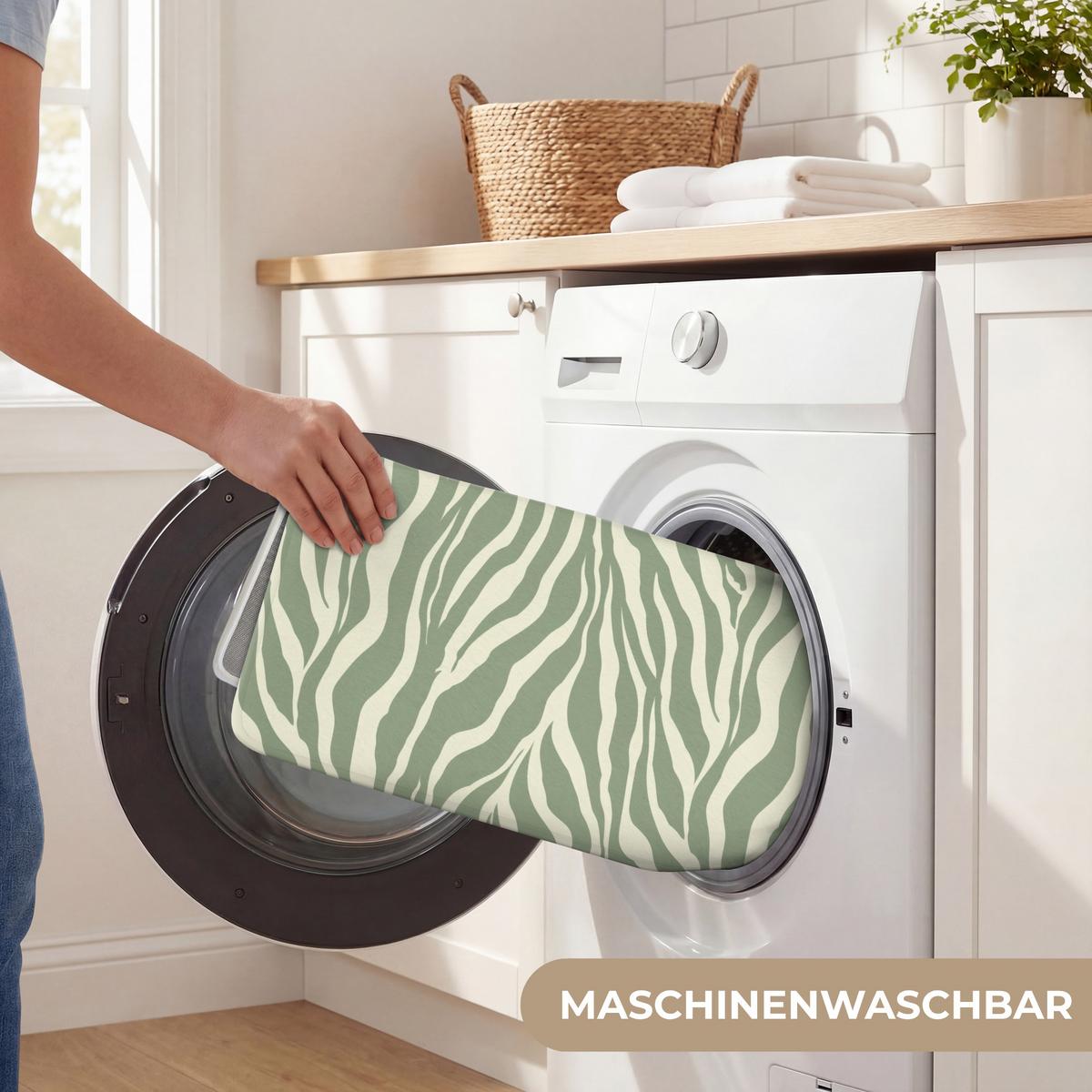 BADEMATTE Zebra - Motiv - Grün 120x60 cm - Salbeigrün, Textil (120/60cm) - OnlyWow