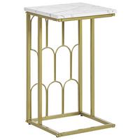 BEISTELLTISCH Marmor Optik weiß/gold Pandale - Goldfarben/Weiß, Metall (30/30/54cm) - Beliani