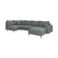 WOHNLANDSCHAFT Henrik Grau Boucle - Ottomane rechts - Dunkelgrau/Braun, Holz/Textil (310/81/161cm) - S-Style