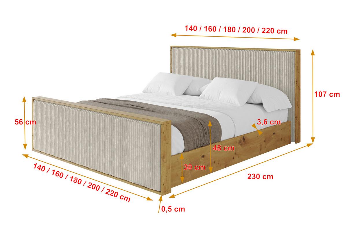 POLSTERBETT mit Bettkasten und Lattenrost, Boxbett mit Stauraum und Kopftei mit Matratze H3/H4 - ENZO10 200x200 Creme - Beige, Holzwerkstoff/Textil (200/200cm) - ALTDECOR