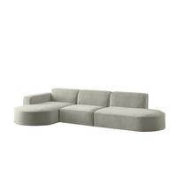 ECKSOFA Palma In Noel - Hellgrau, Holzwerkstoff/Textil (296/165cm) - Fun Möbel