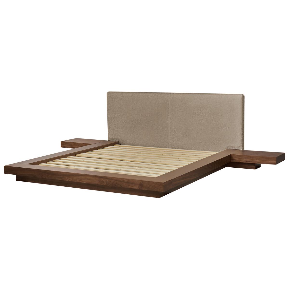 BETT mit LED 160/200 cm MDF-Platte Taupe Zen - Taupe, Holz (160/200cm) - Beliani