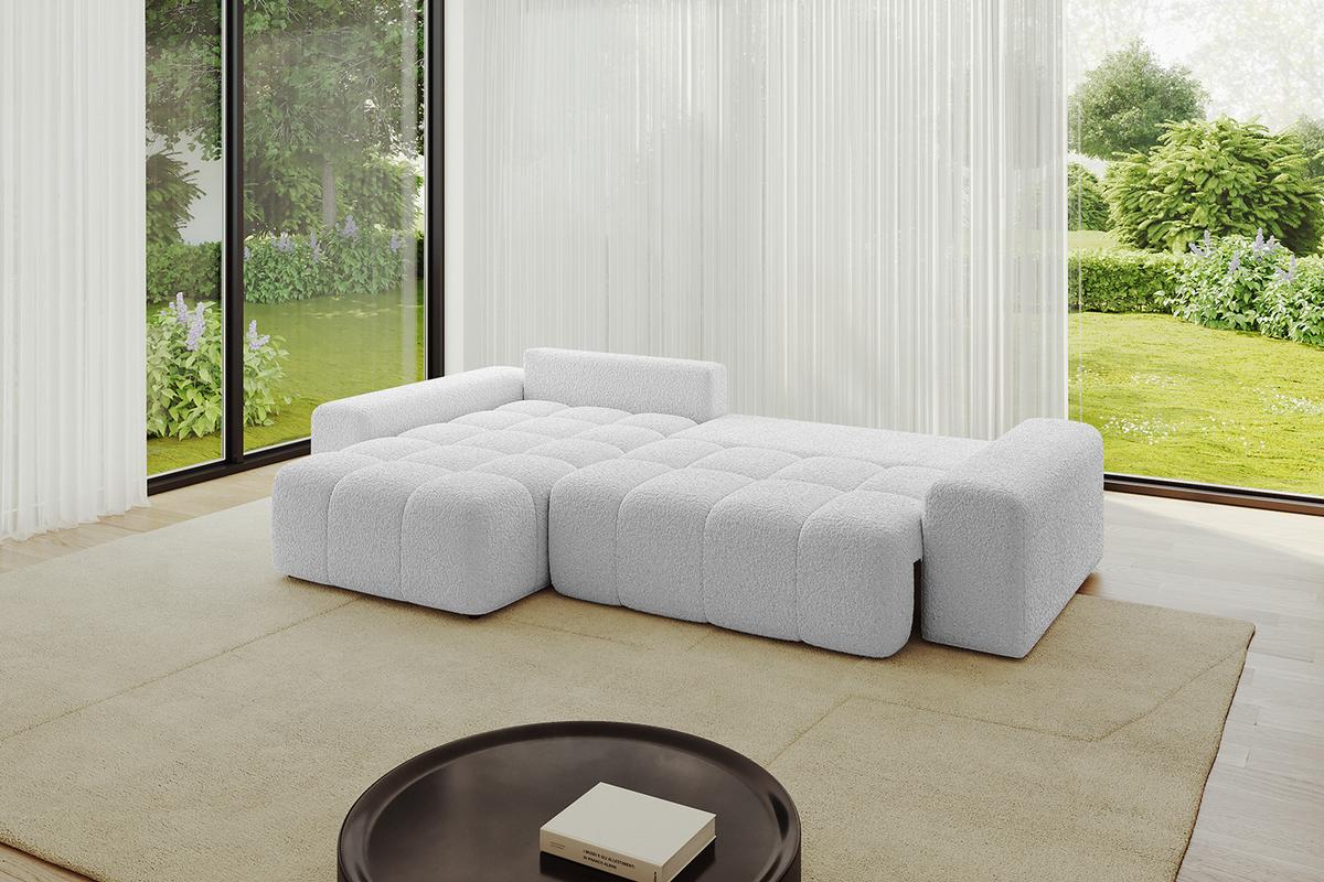 ECKSOFA Ottomane links ENIL-L 297x189x68 Hellgrau Bouclé - Hellgrau, Holzwerkstoff/Kunststoff (297/189cm) - ALTDECOR