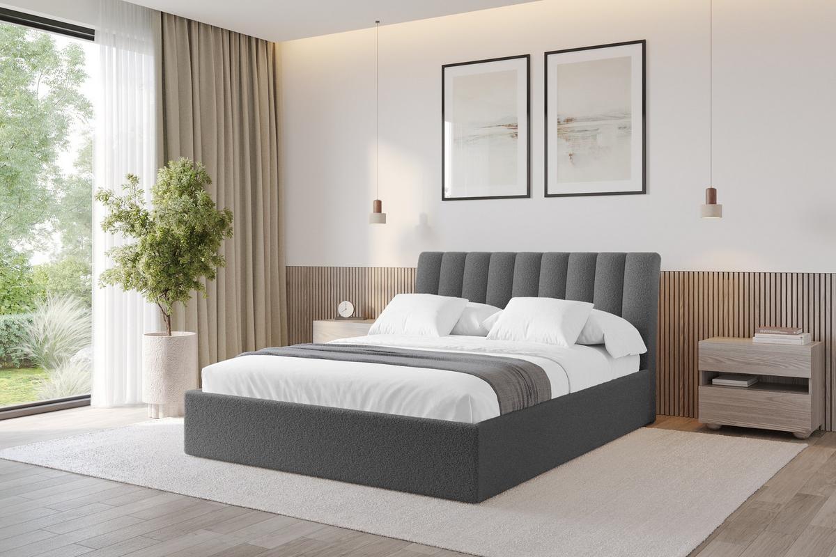 POLSTERBETT mit Bettkasten und Lattenrost, Bett mit Matratze H3/H4 - ILAN 140x200 Grau - Schieferfarben, Holzwerkstoff/Textil (140/200cm) - ALTDECOR