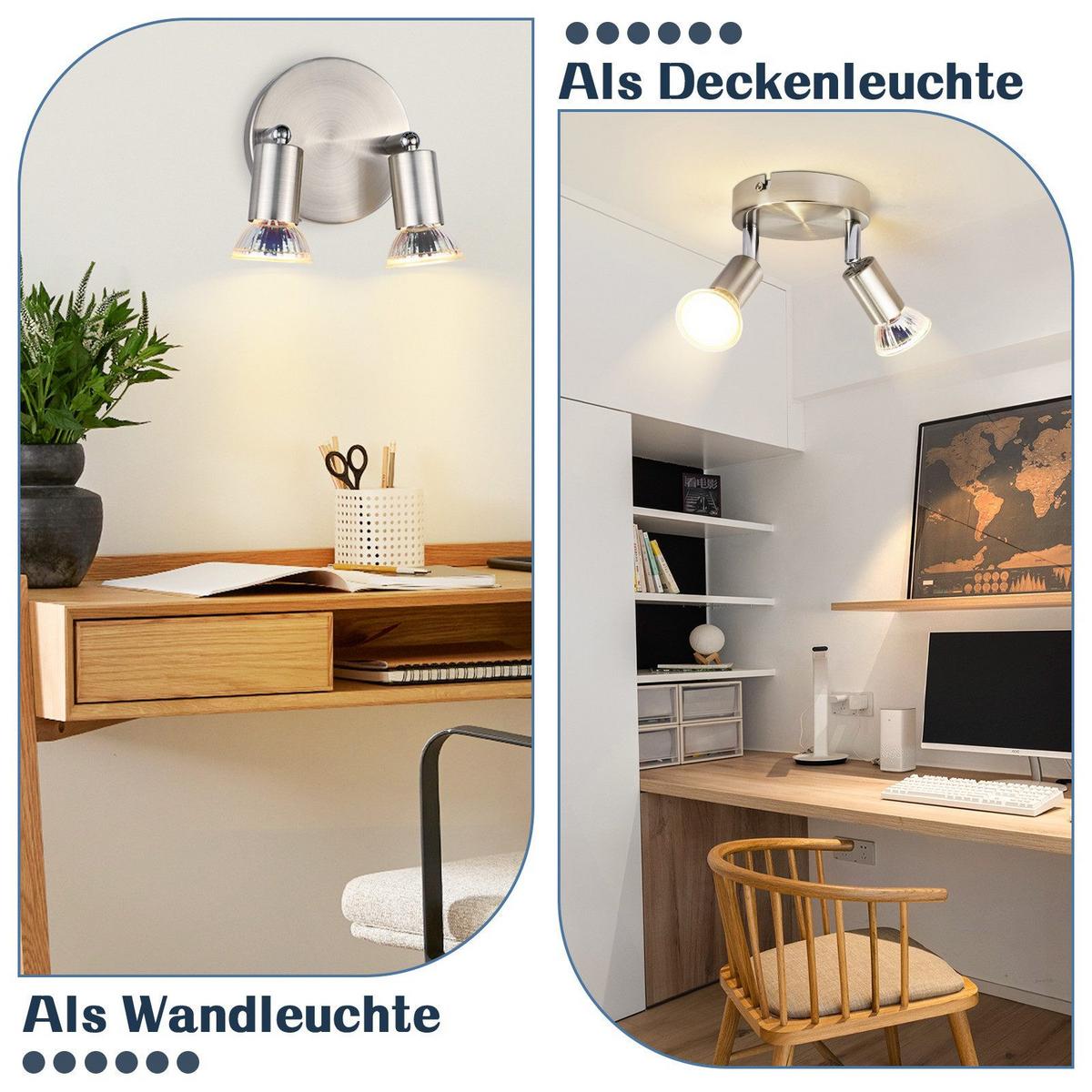 DECKENSTRAHLER Windsheim 2-flammig 12/12/10.4 cm - Silberfarben, Metall (12/12/10.4cm) - Nettlife