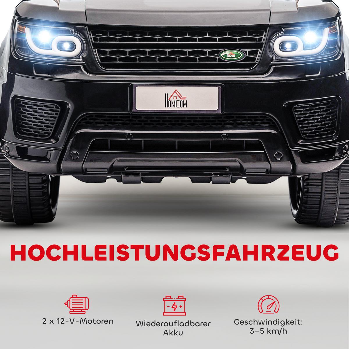KINDER Elektroauto, SUV mit Fernbedienung, Musikfunktion, bis 5 km/h, Schwarz - Schwarz, Metall (110/68/52cm) - HOMCOM