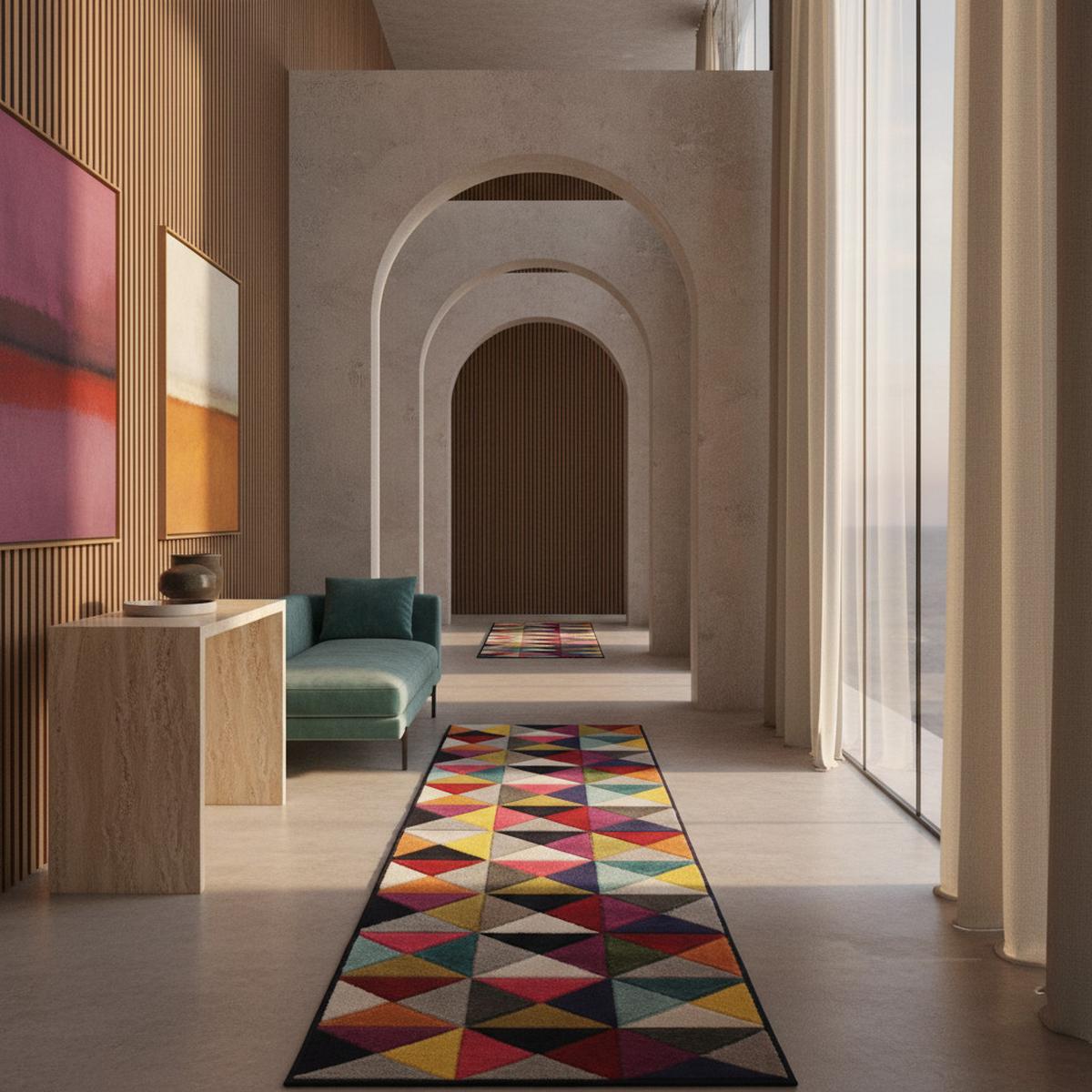 TEPPICH MEON, geometrisch, aus Polypropylen, Florhöhe 11 mm, Bunt, 66 x 230 cm - Multicolor, Textil (66/230cm) - KADIMA DESIGN
