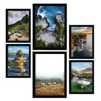 POSTER Set Mit 6 Irland In Fotografie A3 & A4 Schwarzer Rahmen - Schwarz, Papier (29/3cm) - Nacnic