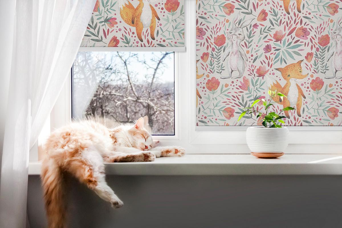 INNENROLLO - Fensterrollo - Rollo - 80x140 cm - Tiere und Pflanzen - Grün, Kunststoff (80/140/0.5cm) - TULUP