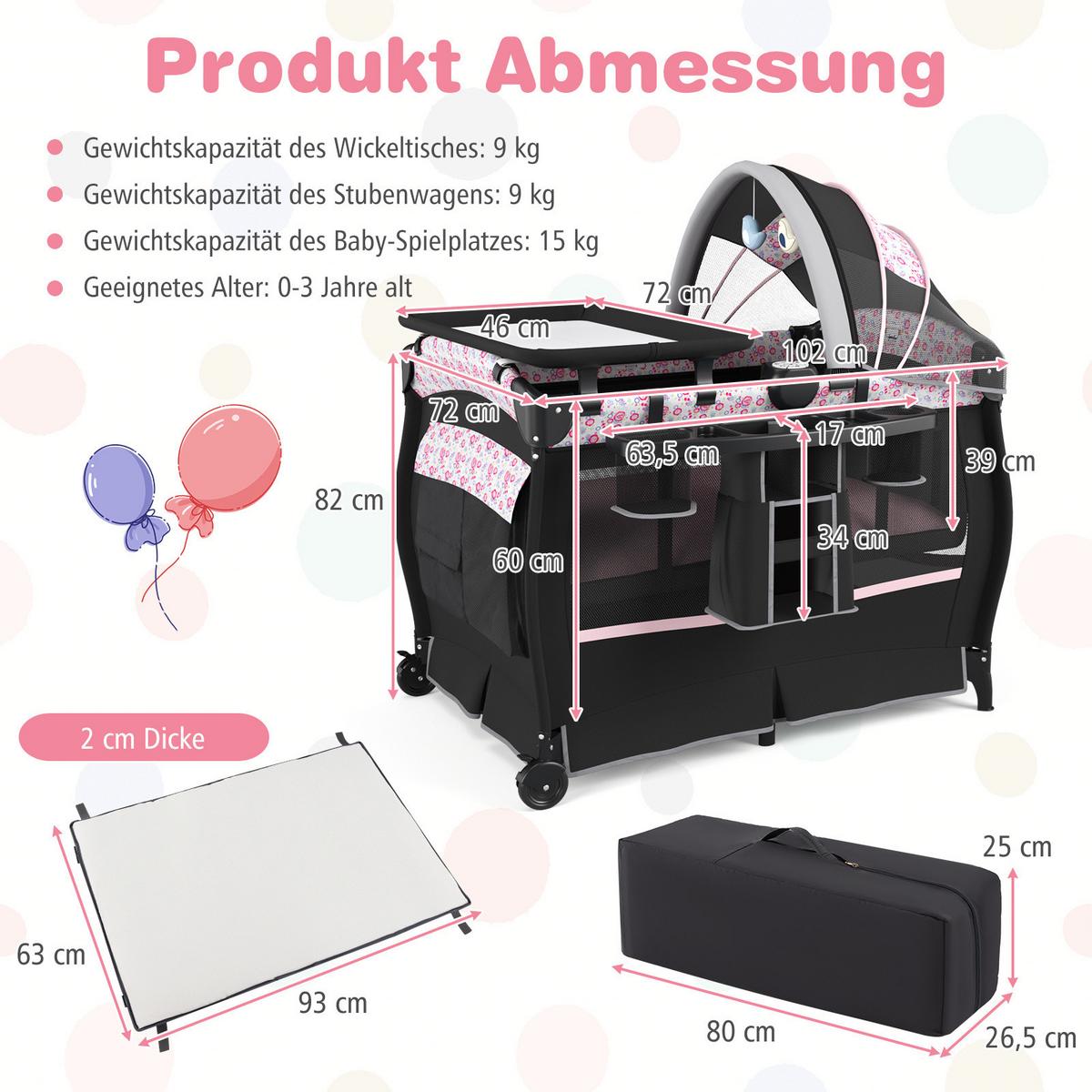 BEISTELLBETT Schwarz - Schwarz, Textil - COSTWAY