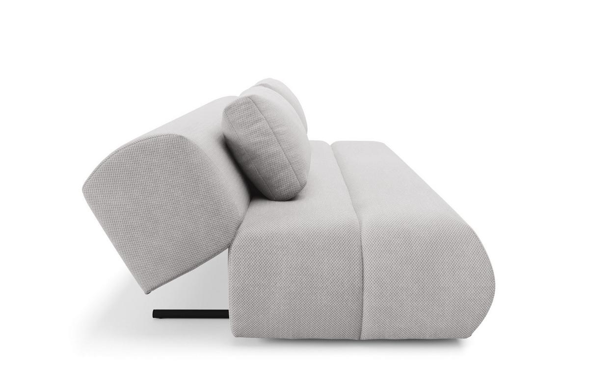 BETTSOFA ATOMO Hellgrau Velours-Stoff mit Schlaffunktion - Hellgrau, Holz (217/82/134cm) - MASSENO