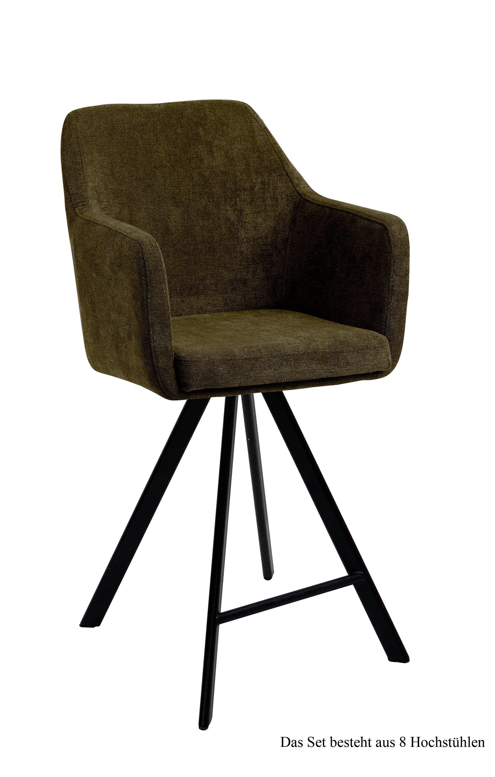 THEKENSTUHL drehbar (8er-Set) Diamond 57x104x60 Schwarz/Khaki - Dunkelgrün/Schwarz, Kunststoff (60/104/57cm) - 58aufmkessel
