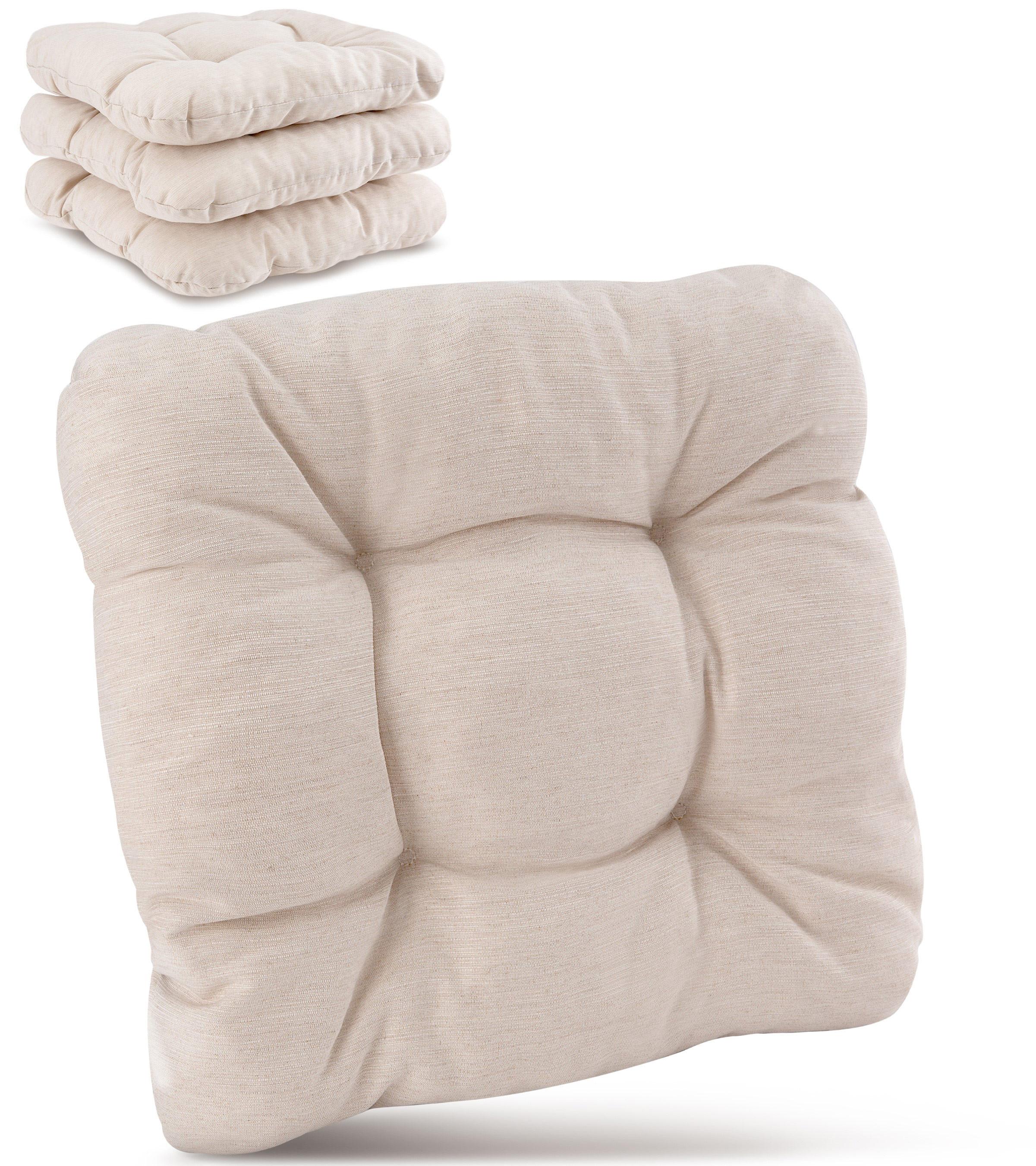 STUHLKISSEN HighLux SK 40/40/8cm Natur (4tlg) - Naturfarben, Textil (40/40/32cm) - Beautissu 