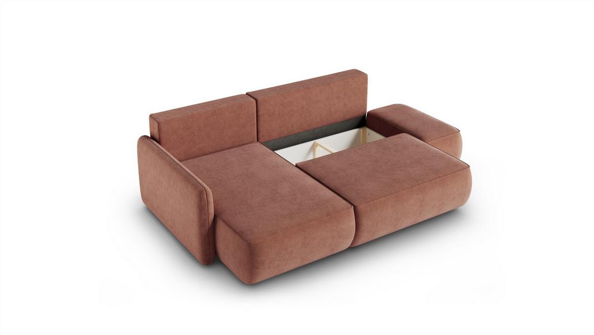 ECKSOFA Luka Mit Schlaffunktion - Rotbraun, Holzwerkstoff/Textil (229/148cm) - Fun Möbel
