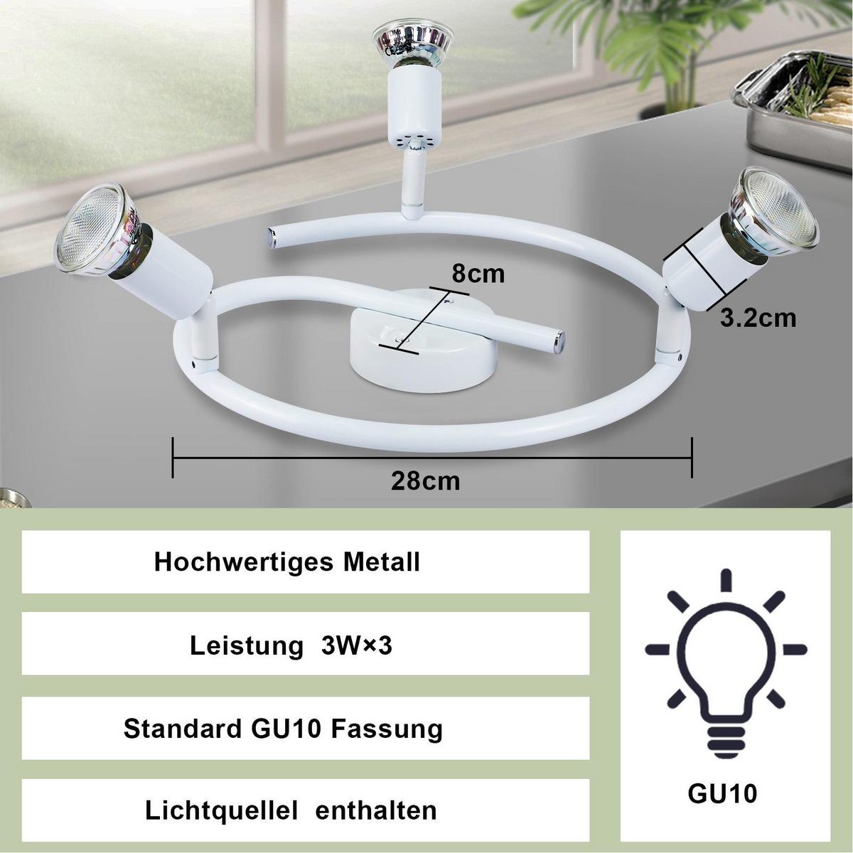 DECKENSTRAHLER Lester 3-flammig 42/15/42cm - Weiß, Metall (42/15/42cm) - Nettlife