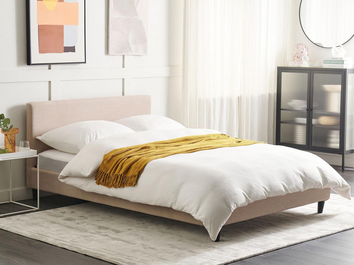 POLSTERBETT 140/200cm Sandbeige Fitou - Beige, Textil (140/200cm) - Beliani