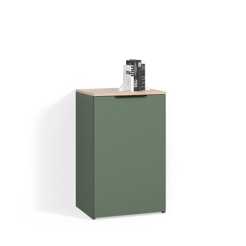 KOMMODE Piave Grün mit Regal - Grün, Holzwerkstoff (50/80/40cm) - Livinity®