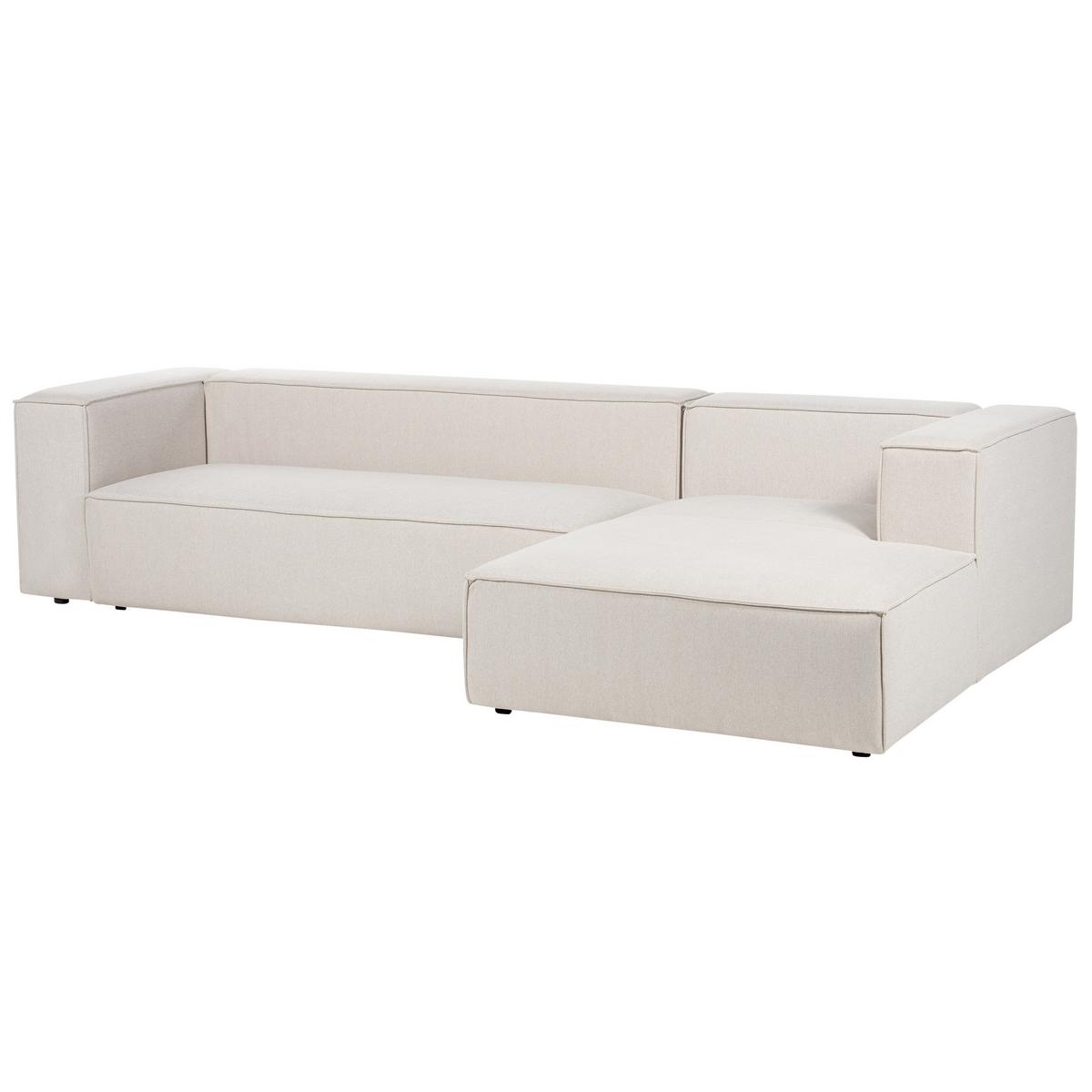 3-SITZER-ECKSOFA hellbeige rechtsseitig Vernon - Beige, Textil (330/178cm) - Beliani