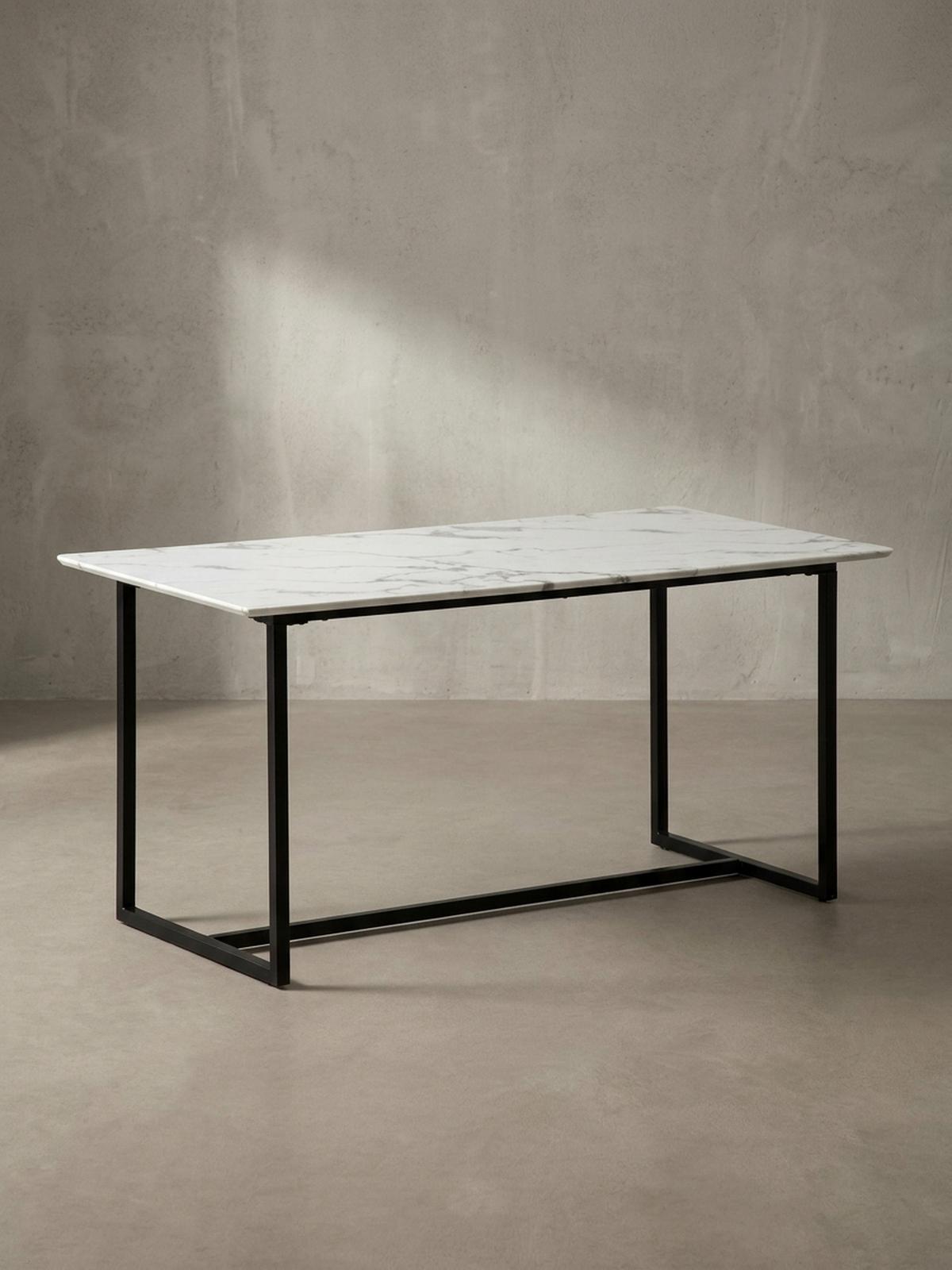 ESSTISCH Marmoroptik Metall Rechteckig Modern Klein, Weiß 120x60x76 cm - Schwarz/Weiß, Holzwerkstoff/Metall (60/120/76cm) - KADIMA DESIGN