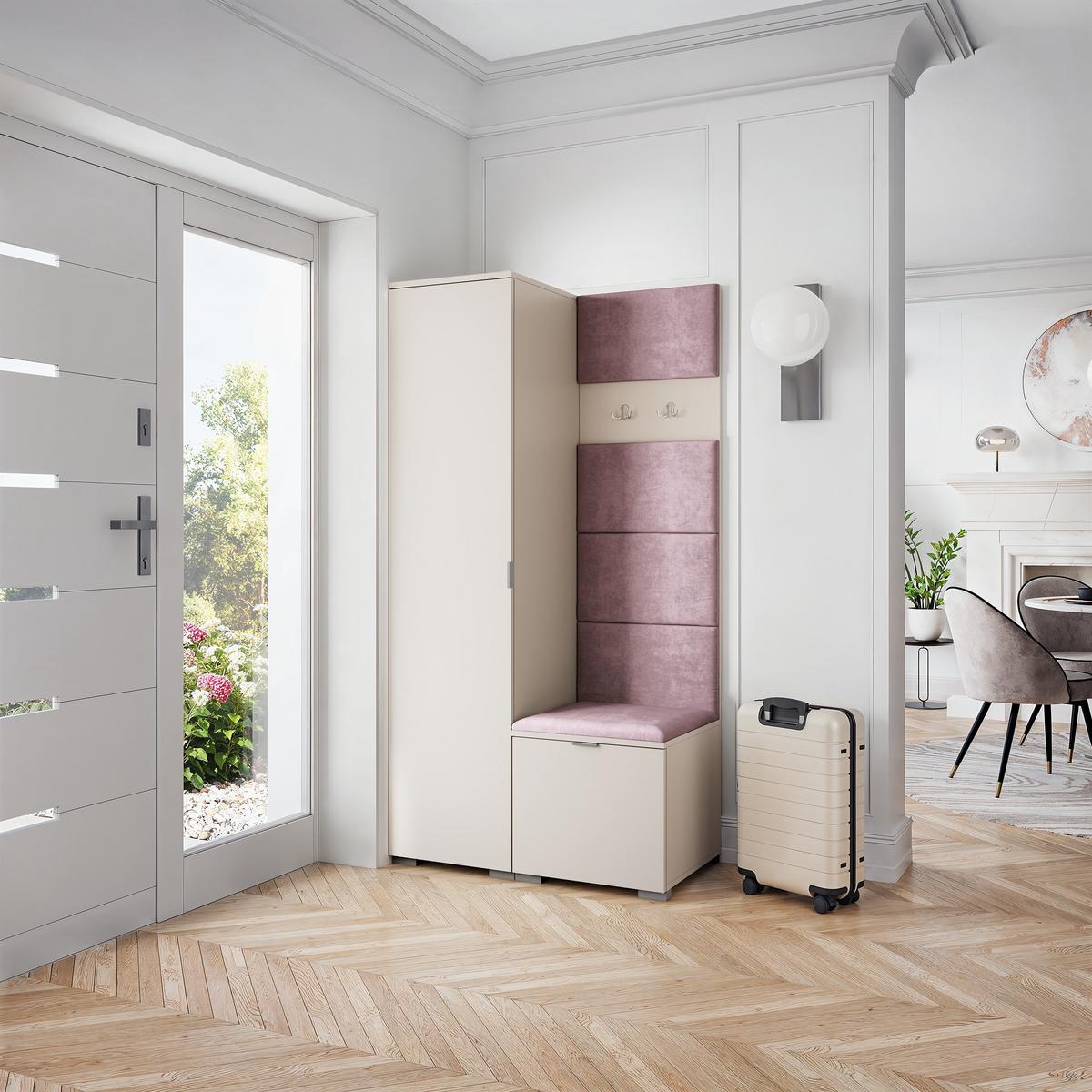 GARDEROBENSCHRANK LORI 95/181/51 cm Modern Garderobe-Set Kaschmir - Kaschmir/Lila, Holzwerkstoff (95/181/51cm) - MASSENO