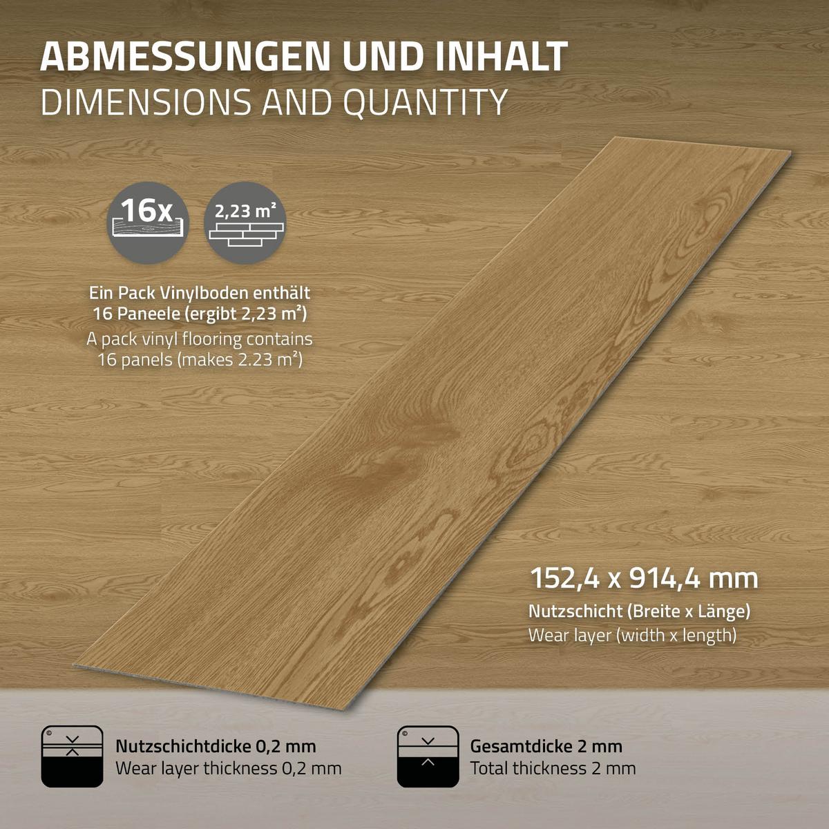 VINYLBODEN selbstklebend 11,15m²/80 Dielen Natur Eiche - Alteiche, Kunststoff (91.5/15.3/0.2cm) - ML-DESIGN