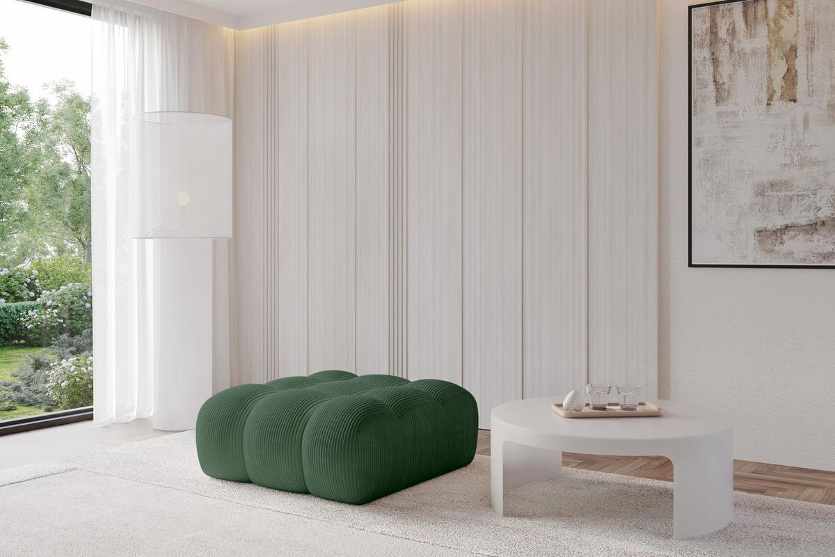POUF OLEA-PUF 91x87x44 cm Grün Cord Modular Sitzhocker - Waldgrün/Schwarz, Holzwerkstoff/Kunststoff (91/44/87cm) - ALTDECOR