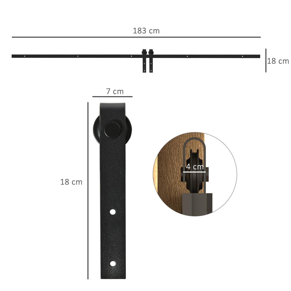 SCHIEBETÜRSYSTEM - Schwarz, Metall (0.6/18/183cm) - HOMCOM