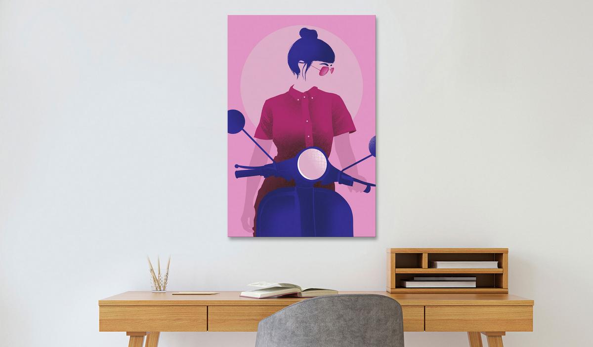 KUNSTDRUCK Rosa 80/120 cm - Blau/Pink, Textil (80/120cm) - KUNSTLOFT