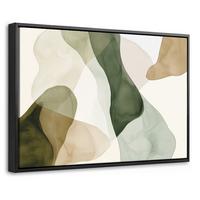 LEINWAND Bilder mit Rahmen - Japandi - Abstrakt - Grün - 30x20 - Salbeigrün, Textil (30/20cm) - MuchoWow