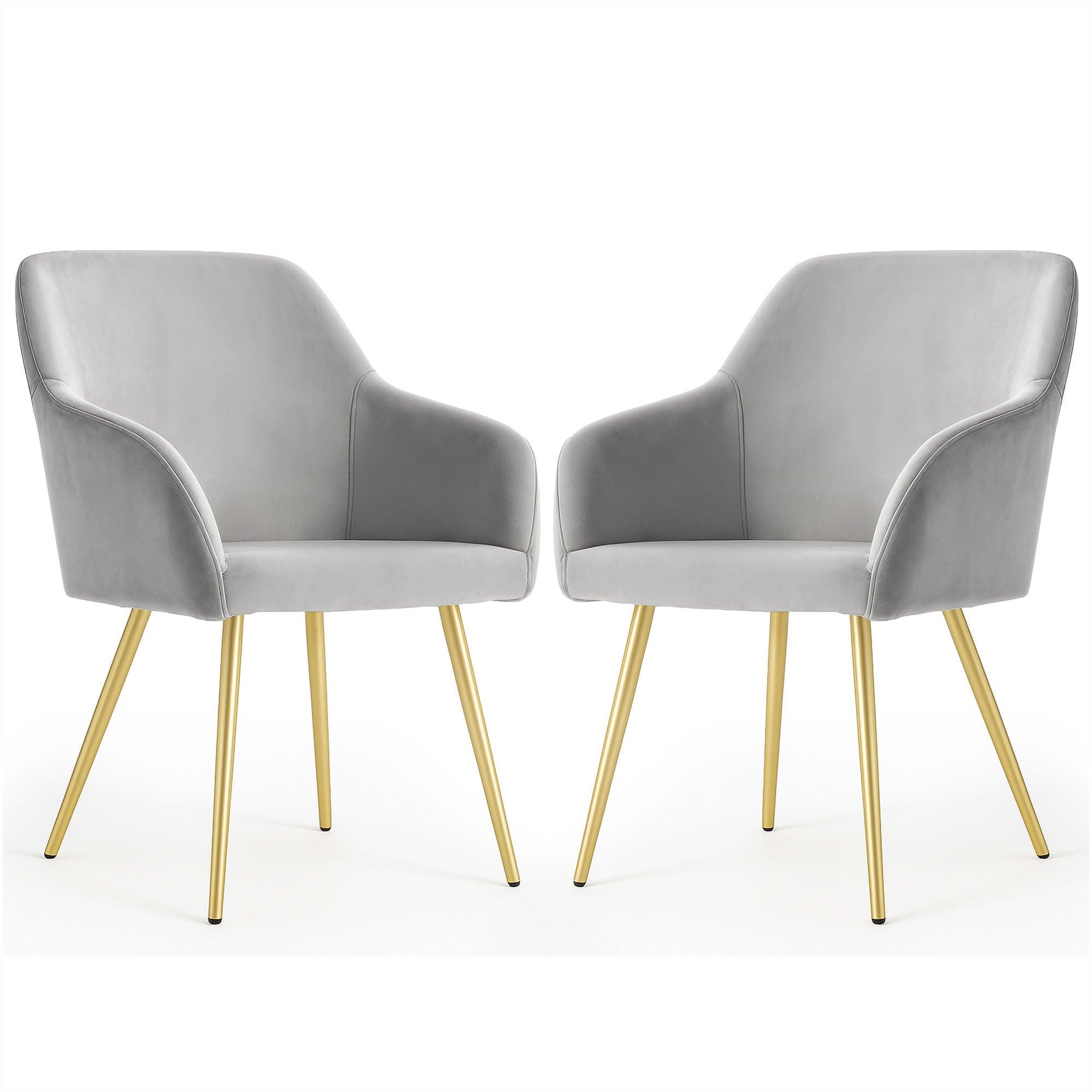 POLSTERSTUHL 2er Set, Metallbeine Grau, Gold 54,5/83/58 - Grau, Textil (55/83/51cm) - RAUMHIRSCH FURNITURE