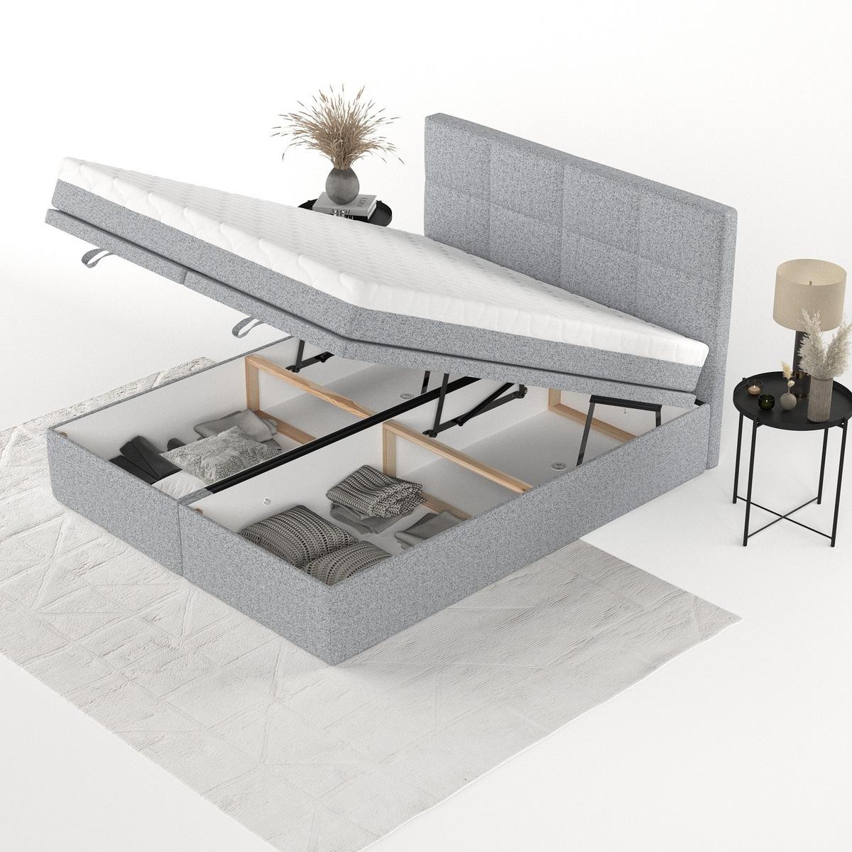 BOXBETT Tessa 160/200 cm Grau im Riva Stoff - Schwarz/Grau, Holz/Holzwerkstoff (160/200cm) - AltaBeds