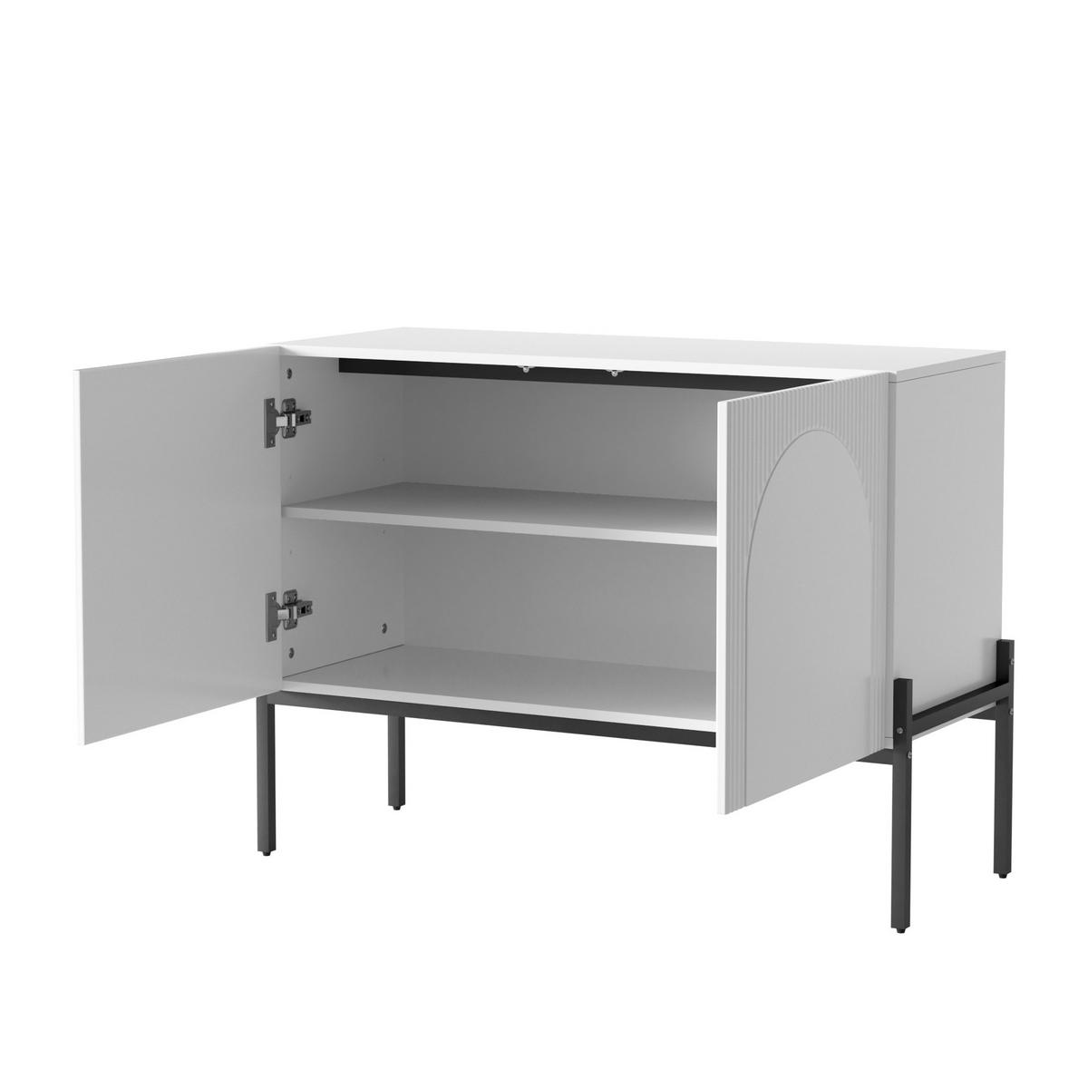 SIDEBOARD 100cm mit Bogendesign, 2 Türen, Metallbeine - Weiß, Holzwerkstoff (100/75/40cm) - Urban Meuble