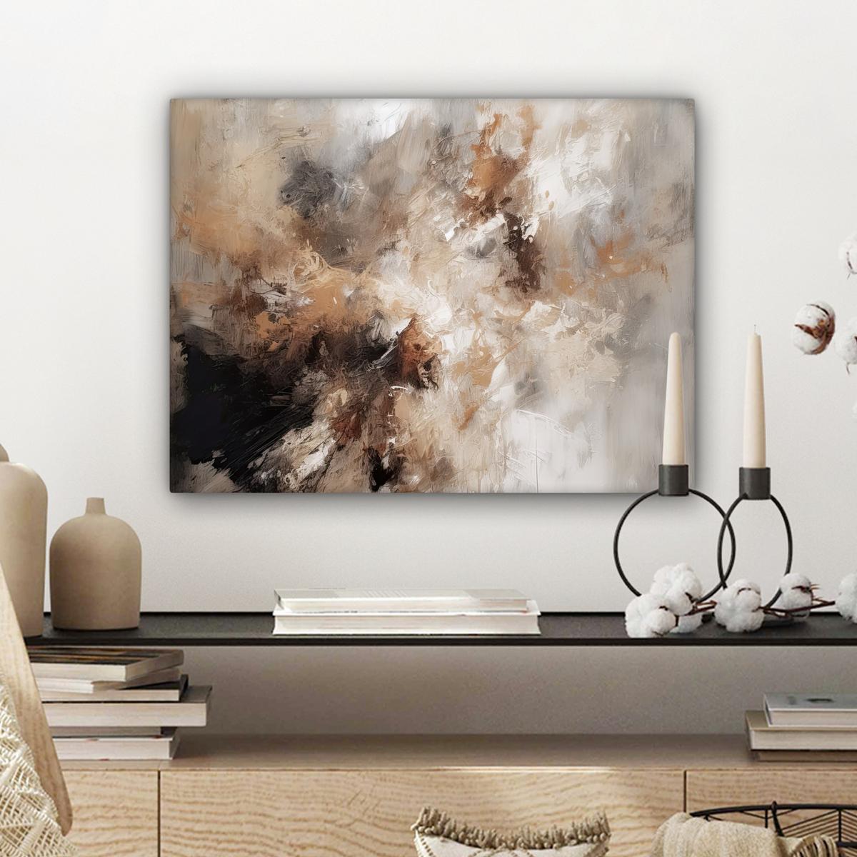 LEINWANDBILD Farbe - Abstrakt - Beige - Kunst Wandbild 40x30 cm - Greige, Textil (40/30cm) - MuchoWow