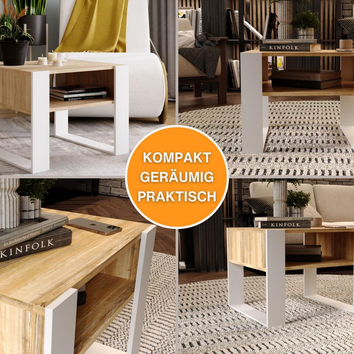 COUCHTISCH Karo65 65/45/53,6 - Alteiche/Weiß, Holzwerkstoff (53.6/65/45cm) - RAUMHIRSCH FURNITURE