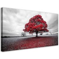 LEINWANDBILD Rote Baumlandschaft 100x50cm - Grau, Textil (100/50cm) - Feeby