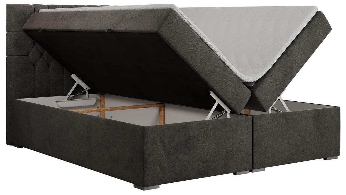 BOXBETT PERA 140/200 Dunkelgrau Velvet - H3 - Dunkelgrau, Holz/Textil (140/200cm) - MKS