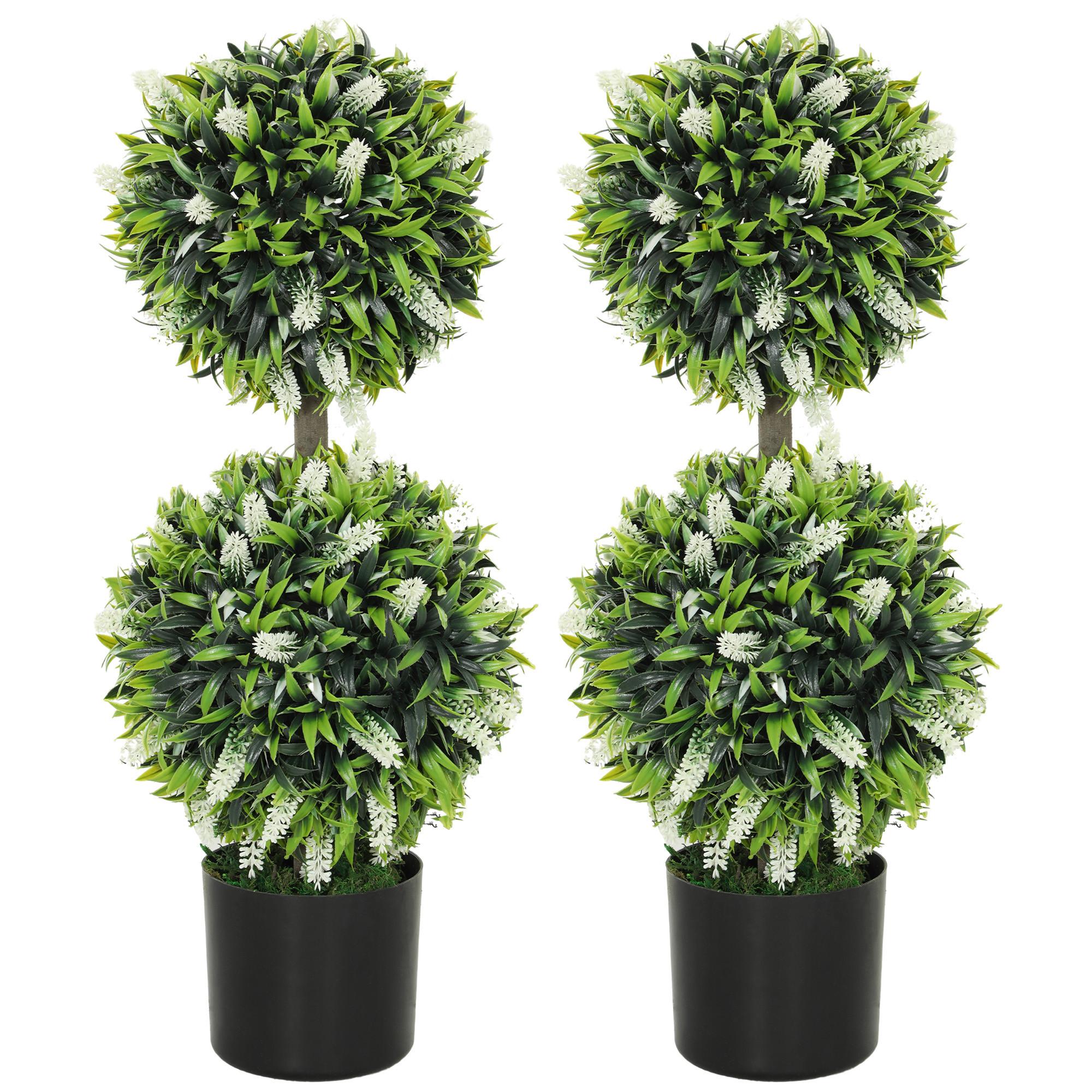 KUNSTPFLANZE 2er Set Kunststoff Stahl Weiß - Schwarz/Weiß, Kunststoff (70cm) - HOMCOM