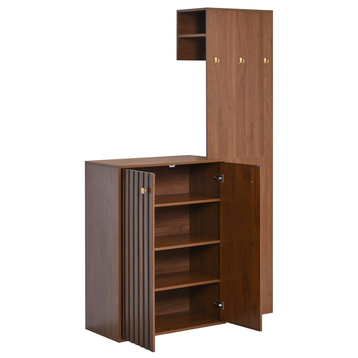 KOMPAKTGARDEROBE in Walnuss-Optik – mit Schuhschrank & Paneel - Walnussfarben, Holzwerkstoff (115/191.5/38.5cm) - Urban Meuble