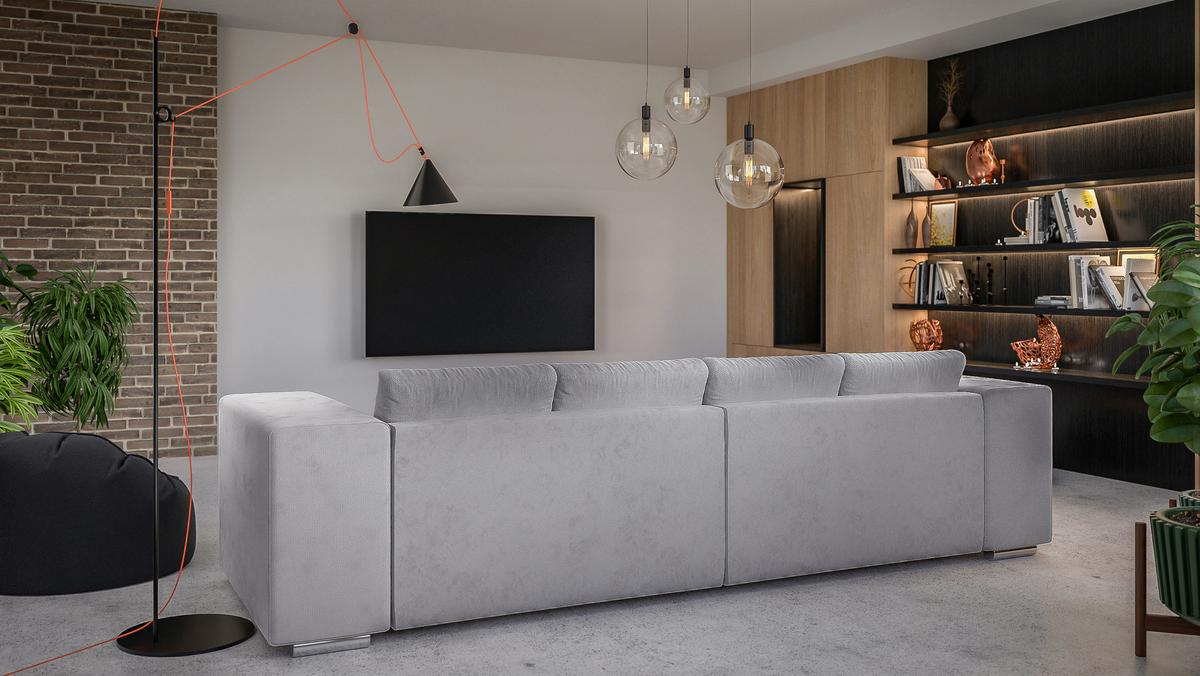 BIGSOFA Kami Microfaser Grau - Schwarz/Grau, Kunststoff/Textil (290/80/110cm) - S-Style