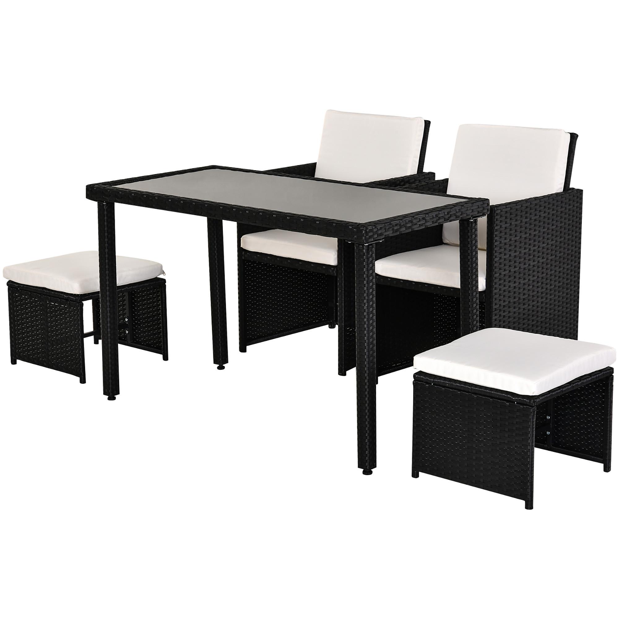 GARTENSET 11 tlg. mit Kissen Schwarz - Schwarz, Kunststoff - Outsunny