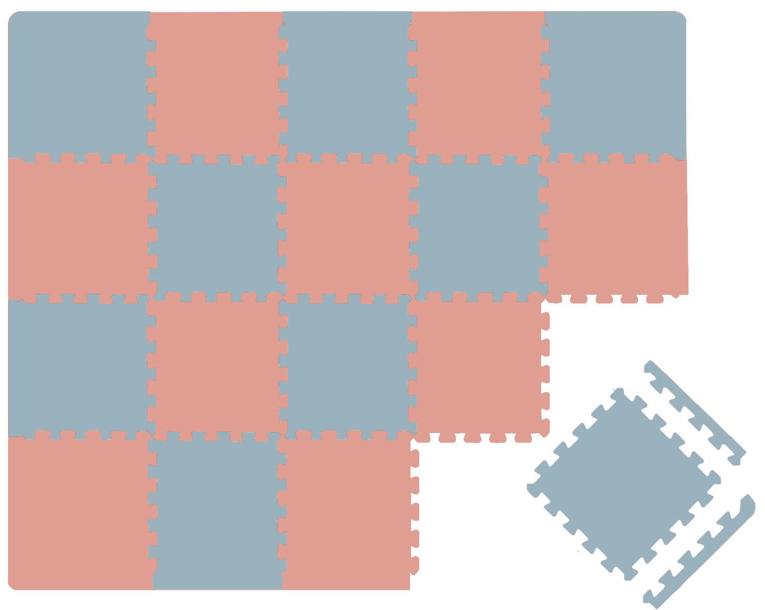 SPIELMATTE mit Rand - 180/90/1 cm Puzzlematte Rosa Blau - Rosa, Kunststoff (30/30cm) - Littletom