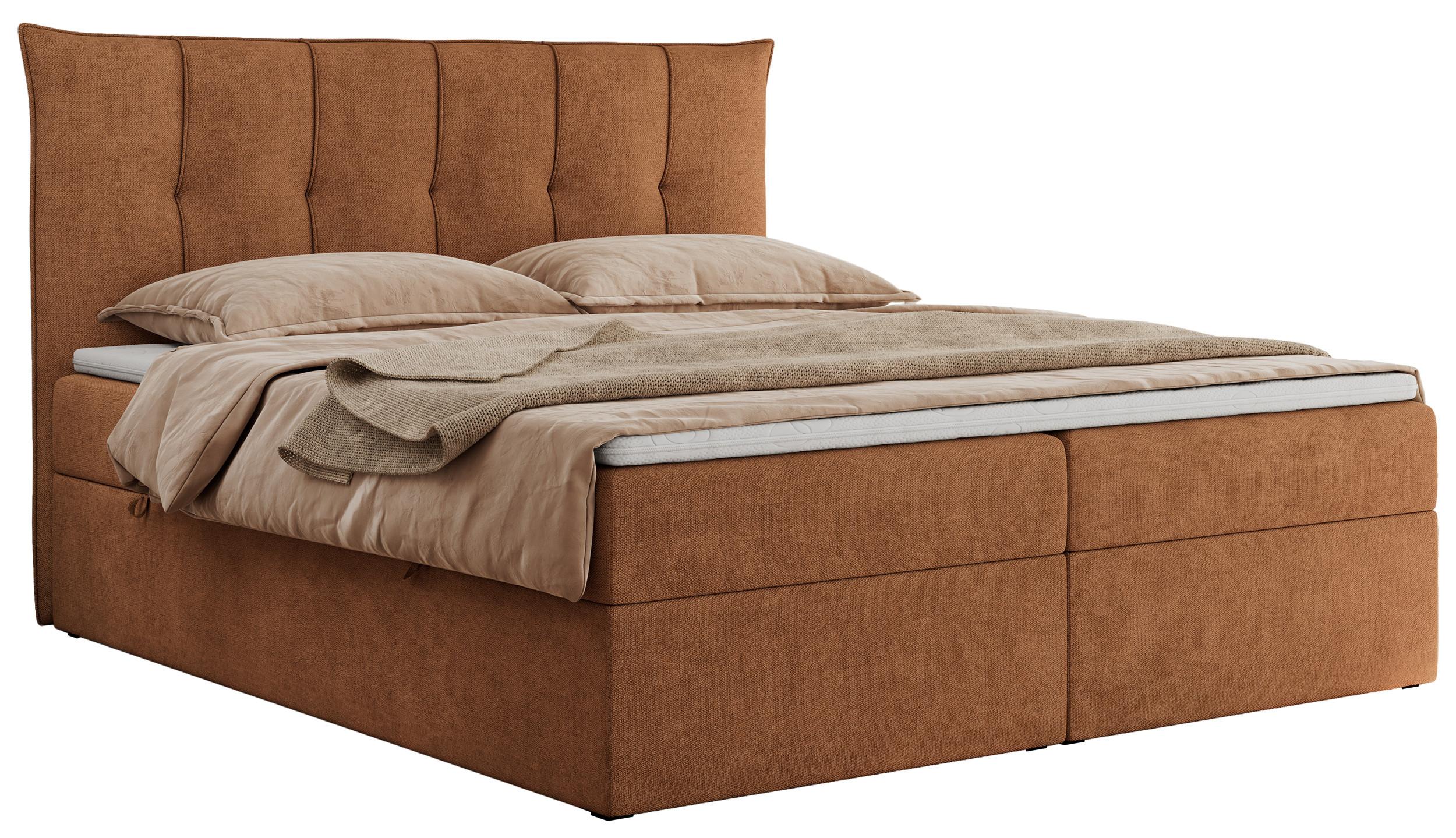 BOXBETT PREMIUM 10 140/200 Orange Struktur - H4 - Orange, Holz/Textil (140/200cm) - MKS