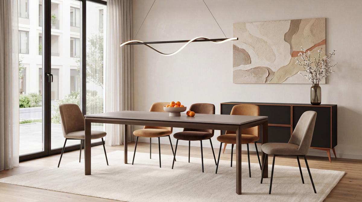 ESSTISCH Elan rechteckig ausziehbar verlängerbar mit Braunen Metallbeinen, Kaschmir 160-250/90/76 cm - Kaschmir/Beige, Holzwerkstoff/Metall (90/250/78cm) - WFL GROUP